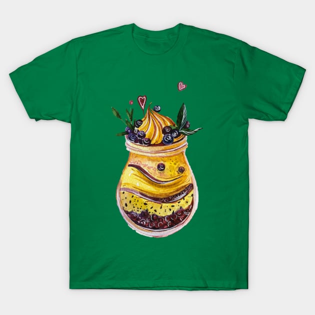 berry smoothie colorful hand drawn T-Shirt by Mako Design 